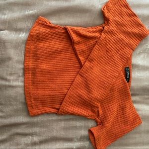 shein orange off the shoulder cross body top